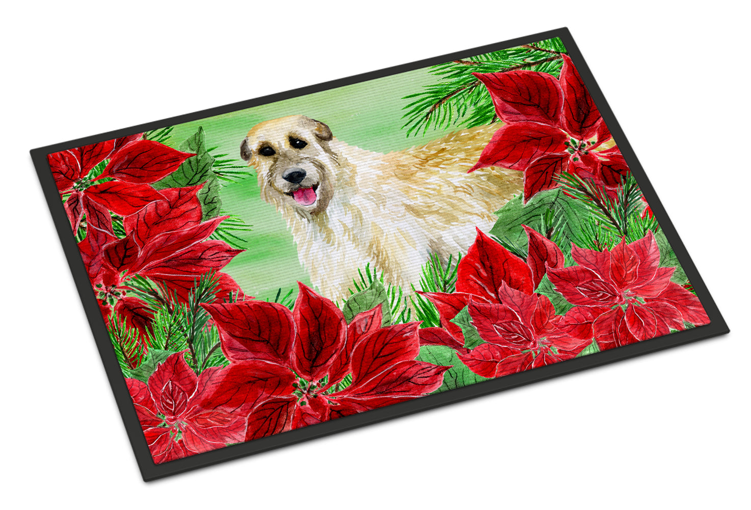 Irish Wolfhound Poinsettas Indoor or Outdoor Mat 18x27 CK1318MAT