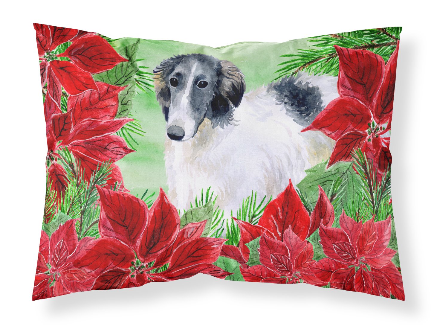 Borzoi Poinsettas Fabric Standard Pillowcase CK1320PILLOWCASE