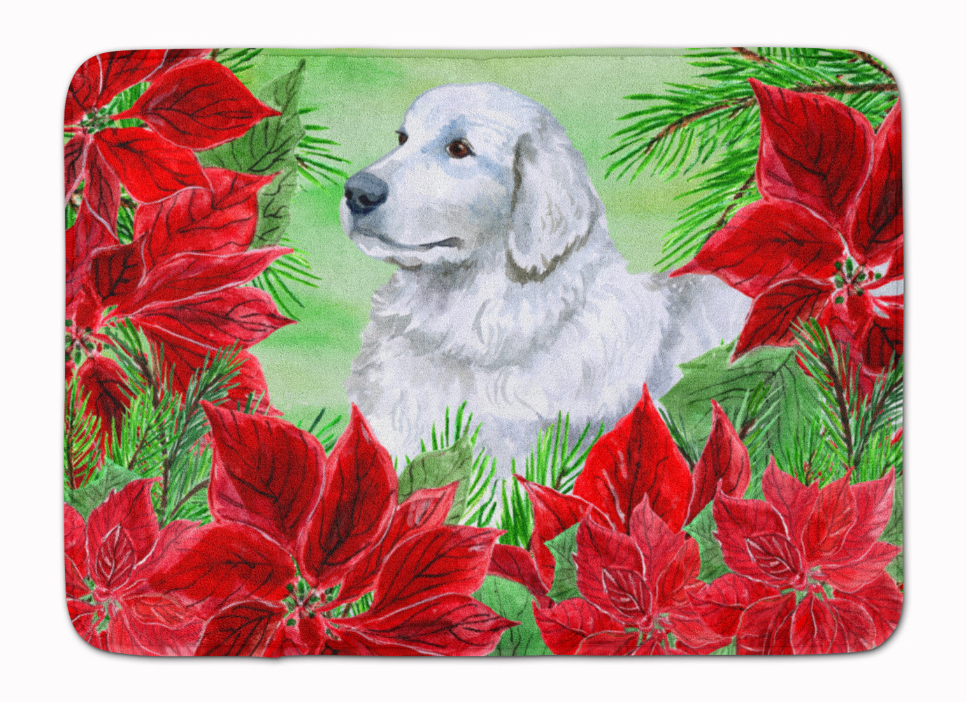 Maremma Sheepdog Poinsettas Machine Washable Memory Foam Mat CK1323RUG