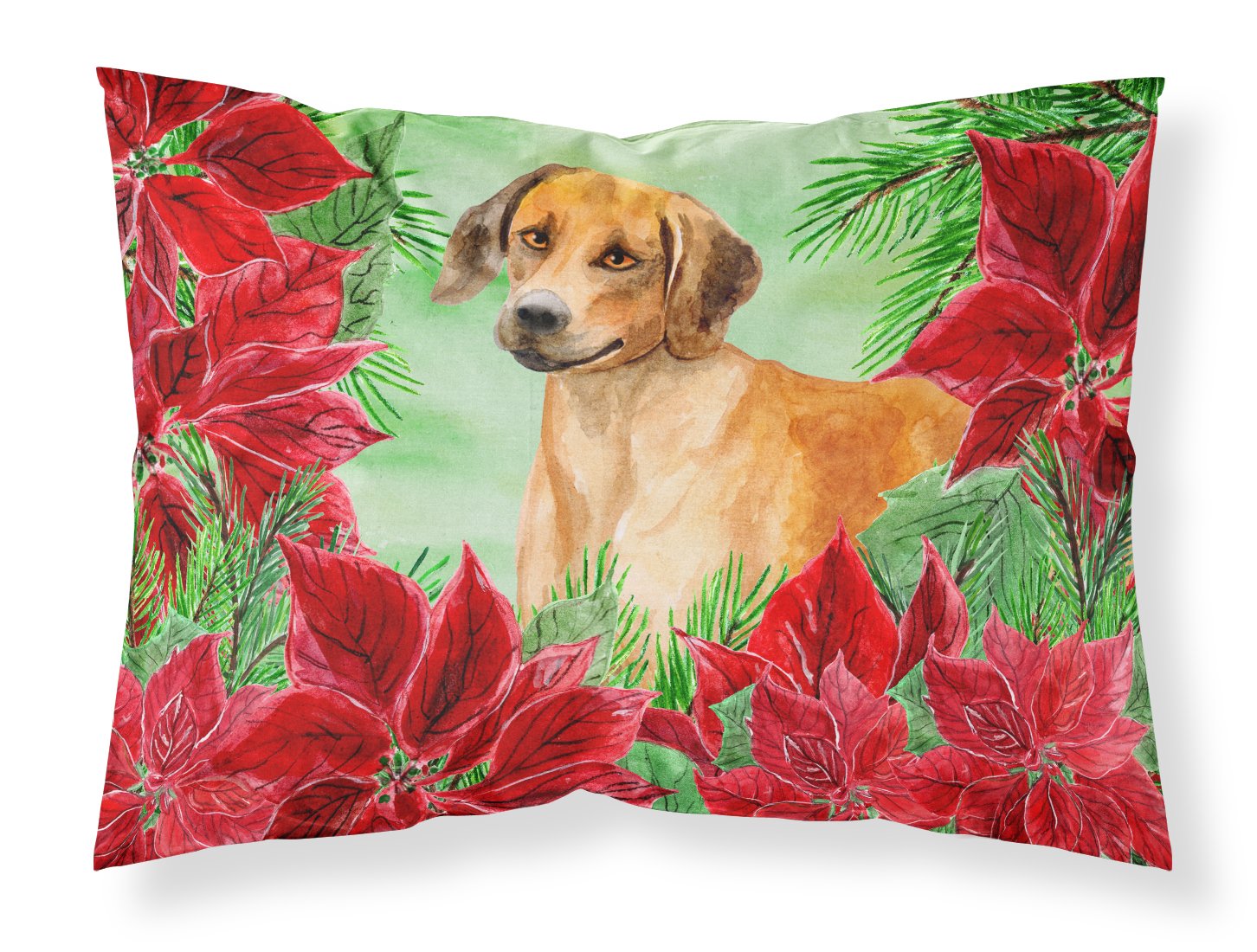 Rhodesian Ridgeback Poinsettas Fabric Standard Pillowcase CK1324PILLOWCASE