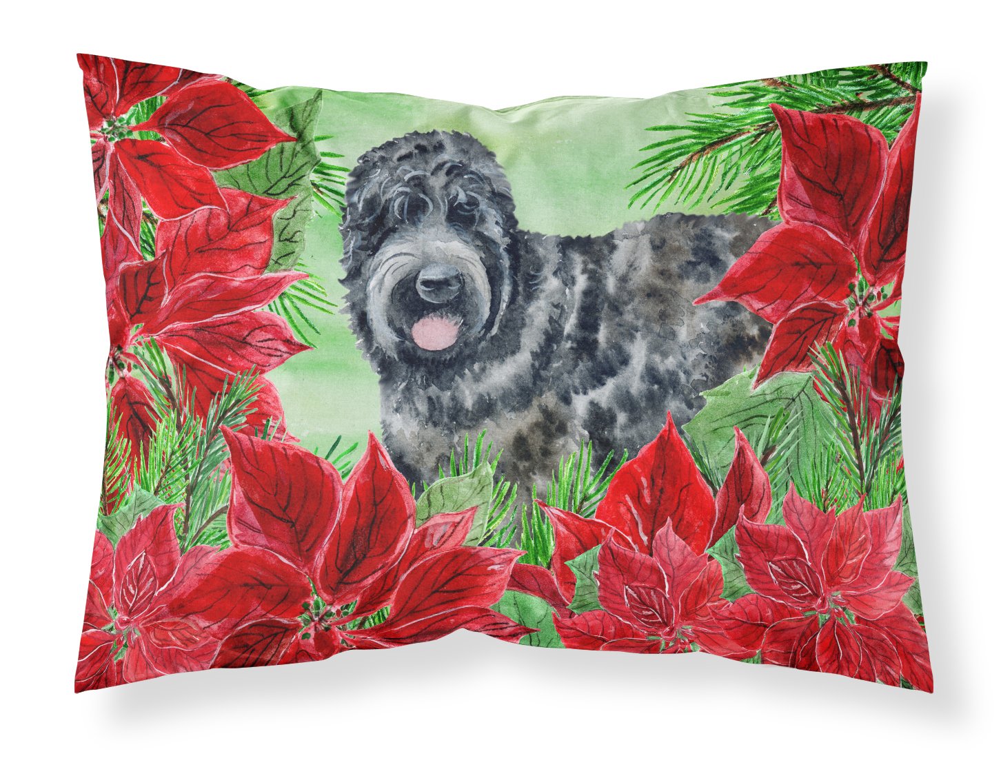 Black Russian Terrier Poinsettas Fabric Standard Pillowcase CK1325PILLOWCASE