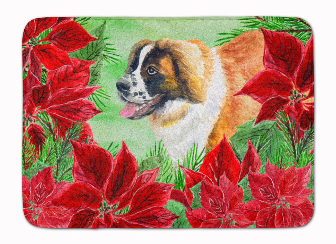 Saint Bernard Poinsettas Machine Washable Memory Foam Mat CK1327RUG