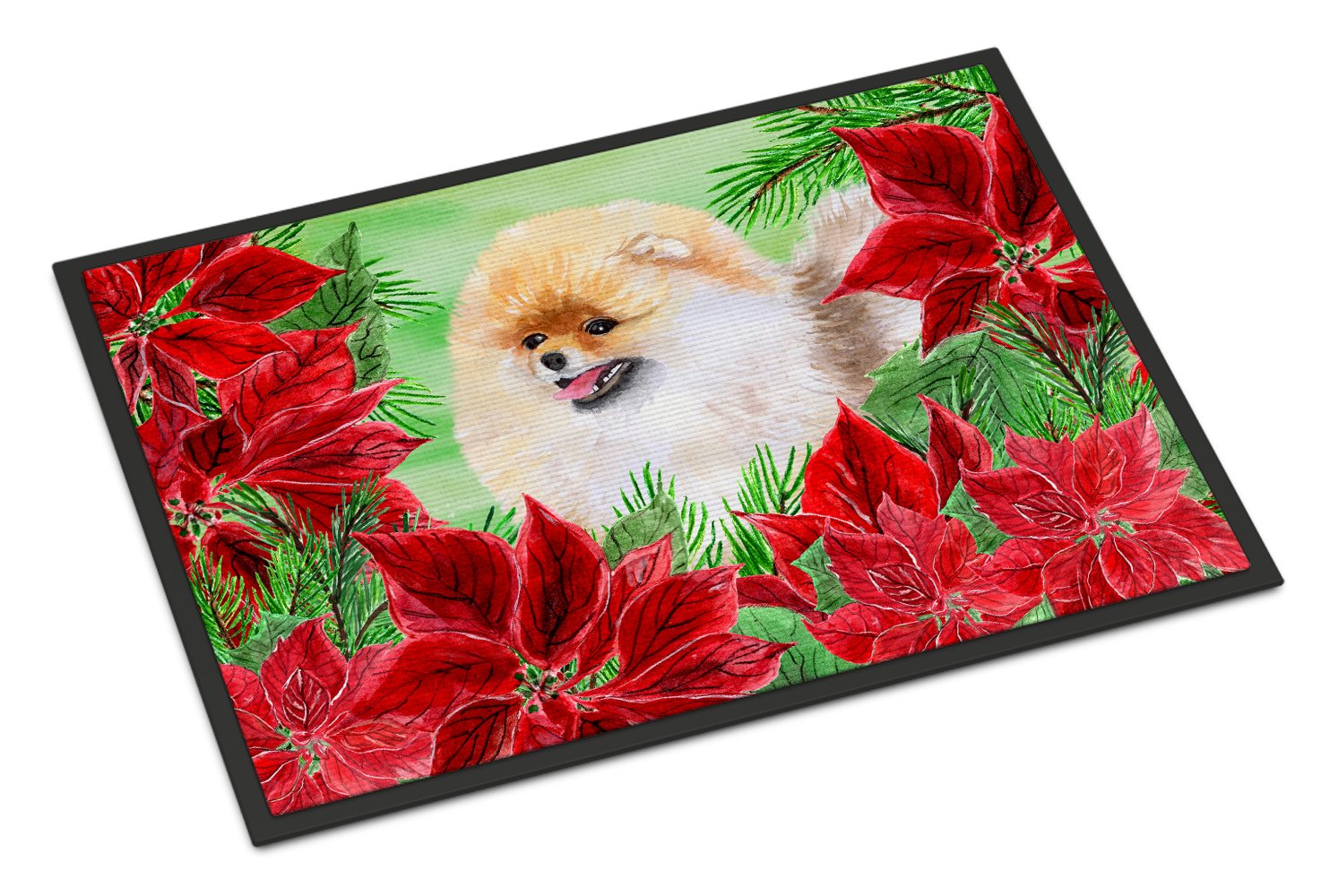 Pomeranian Poinsettas Indoor or Outdoor Mat 24x36 CK1330JMAT