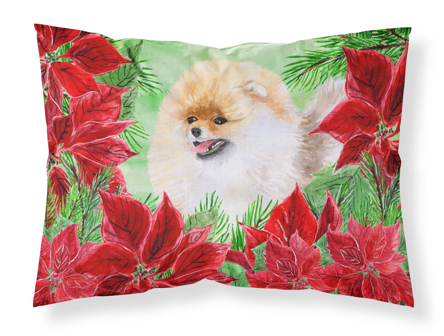 Pomeranian Poinsettas Fabric Standard Pillowcase CK1330PILLOWCASE