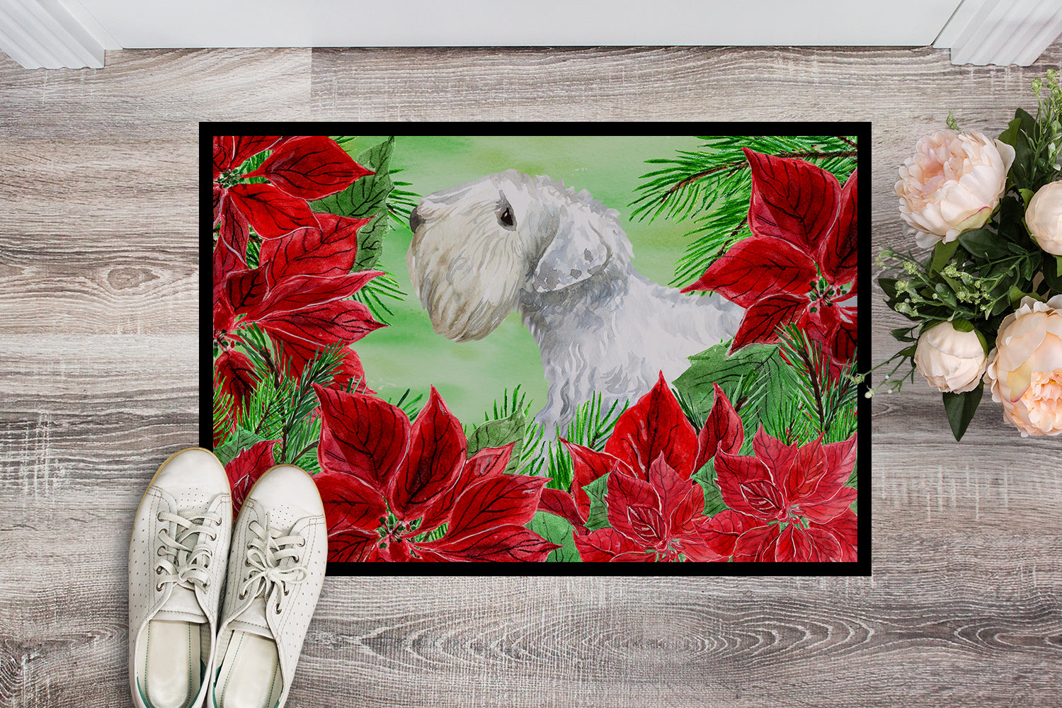 Sealyham Terrier Poinsettas Indoor or Outdoor Mat 18x27 CK1332MAT