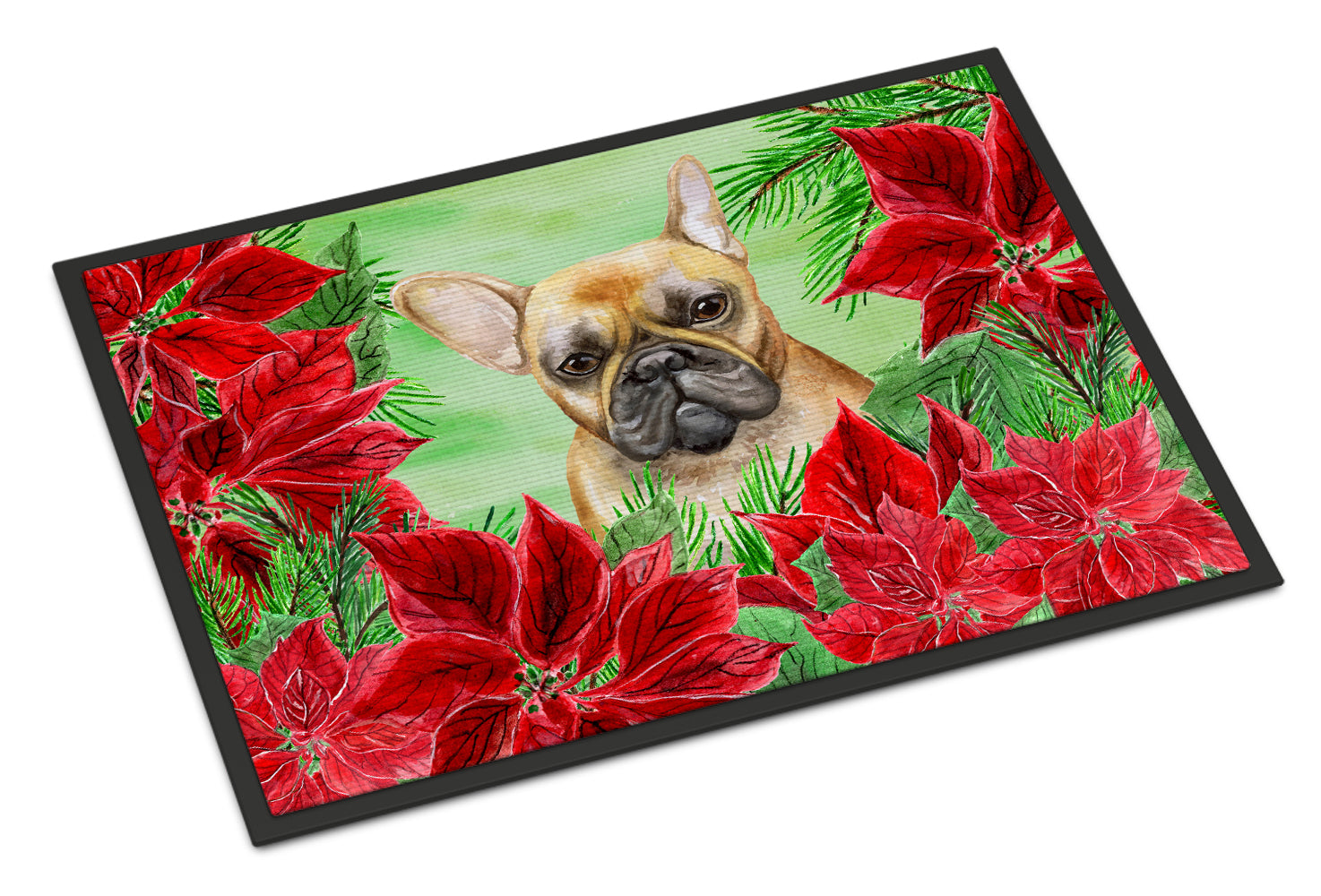 French Bulldog Poinsettas Indoor or Outdoor Mat 18x27 CK1336MAT