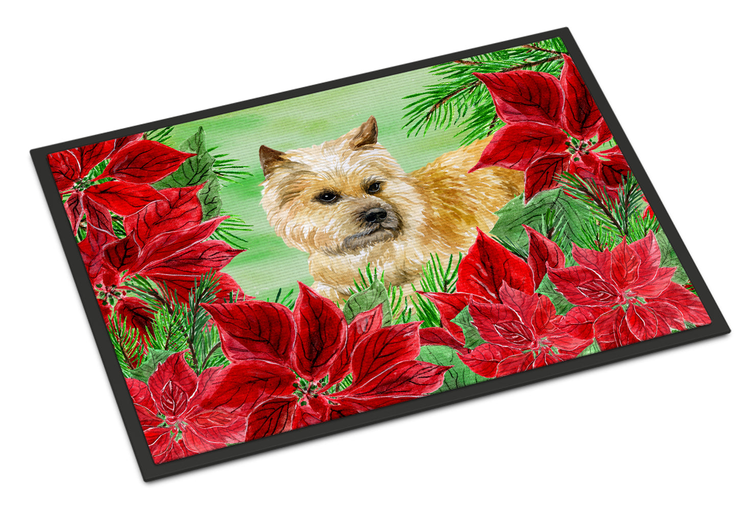 Cairn Terrier Poinsettas Indoor or Outdoor Mat 18x27 CK1338MAT