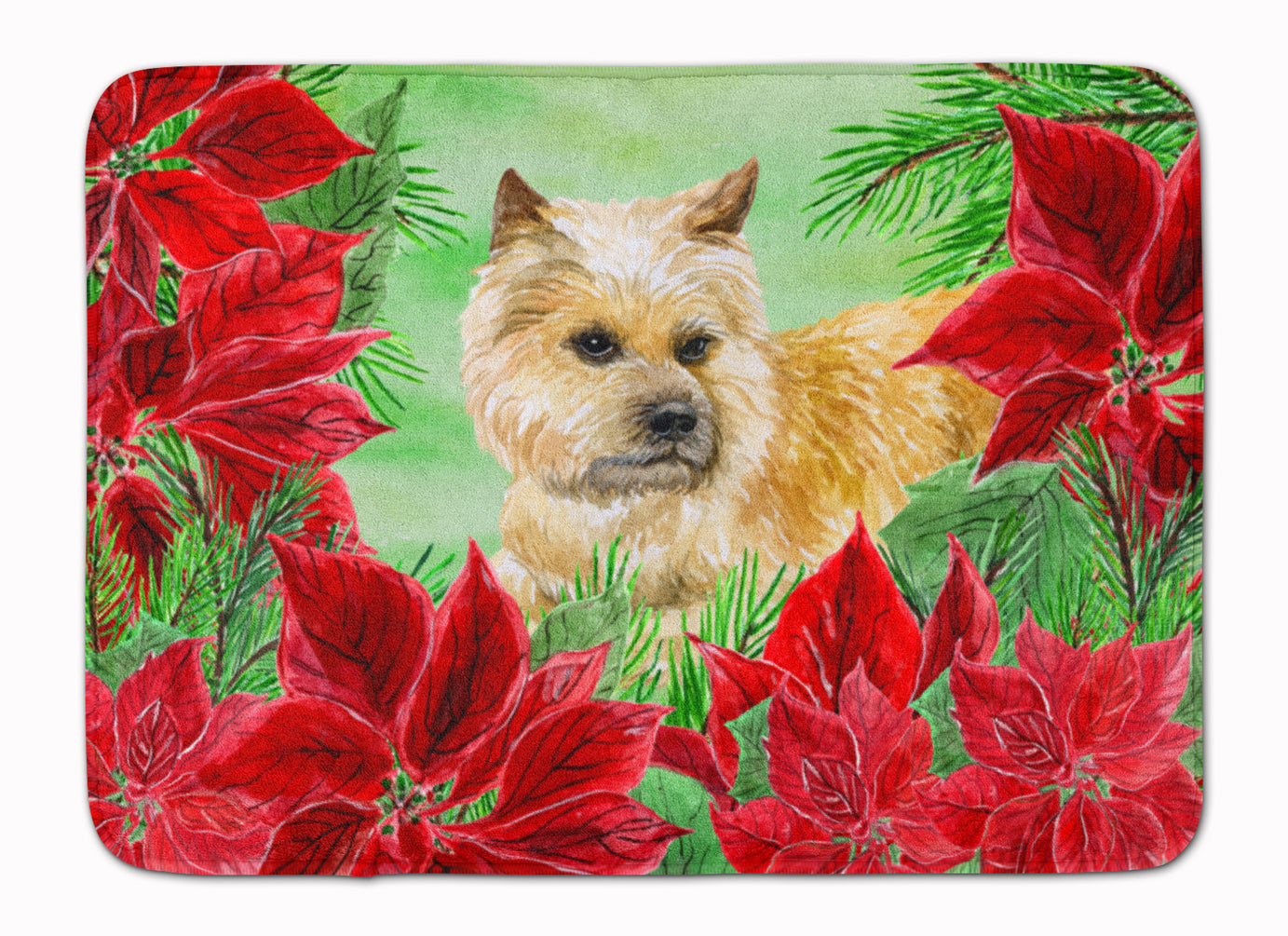 Cairn Terrier Poinsettas Machine Washable Memory Foam Mat CK1338RUG