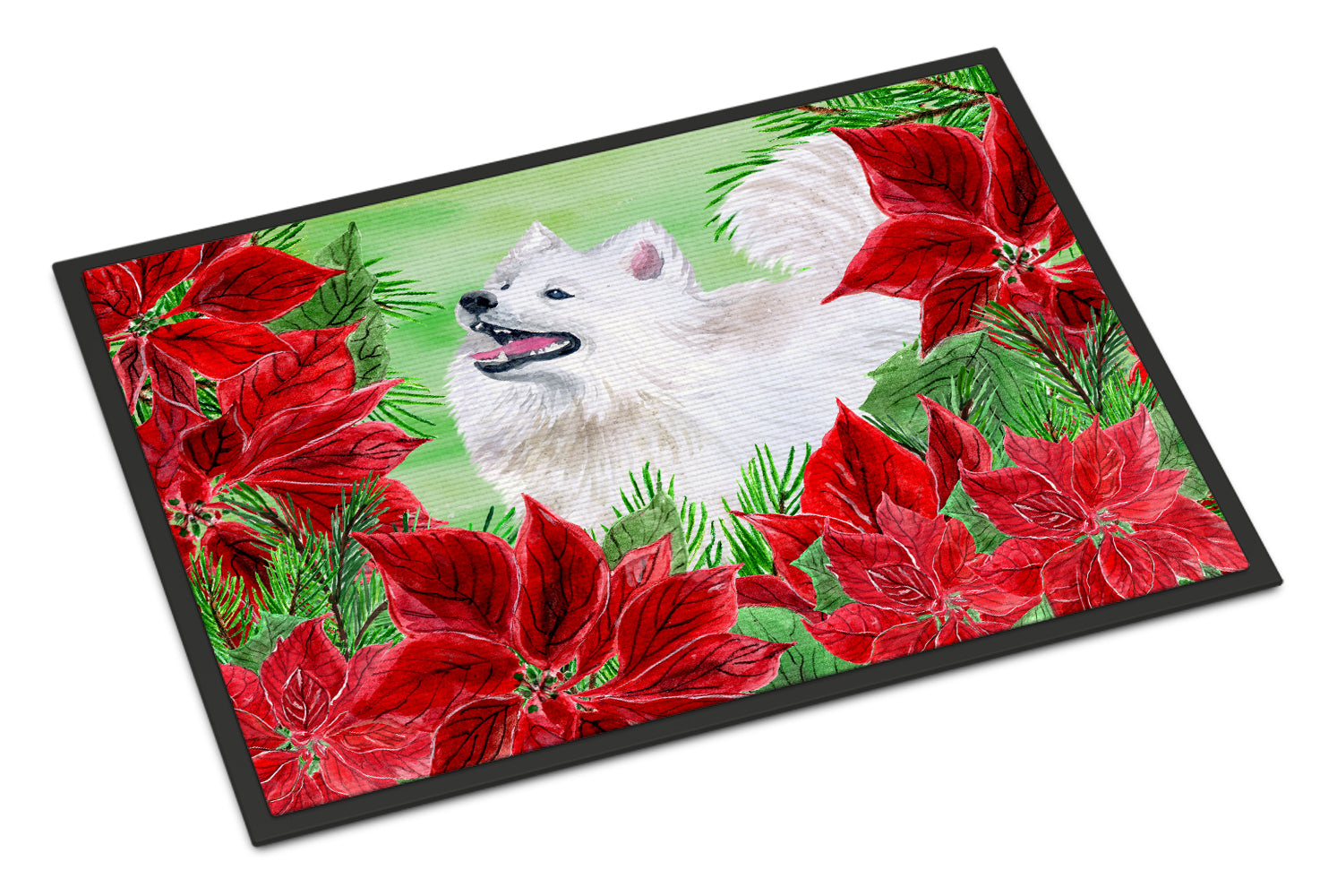 Samoyed Poinsettas Indoor or Outdoor Mat 18x27 CK1339MAT