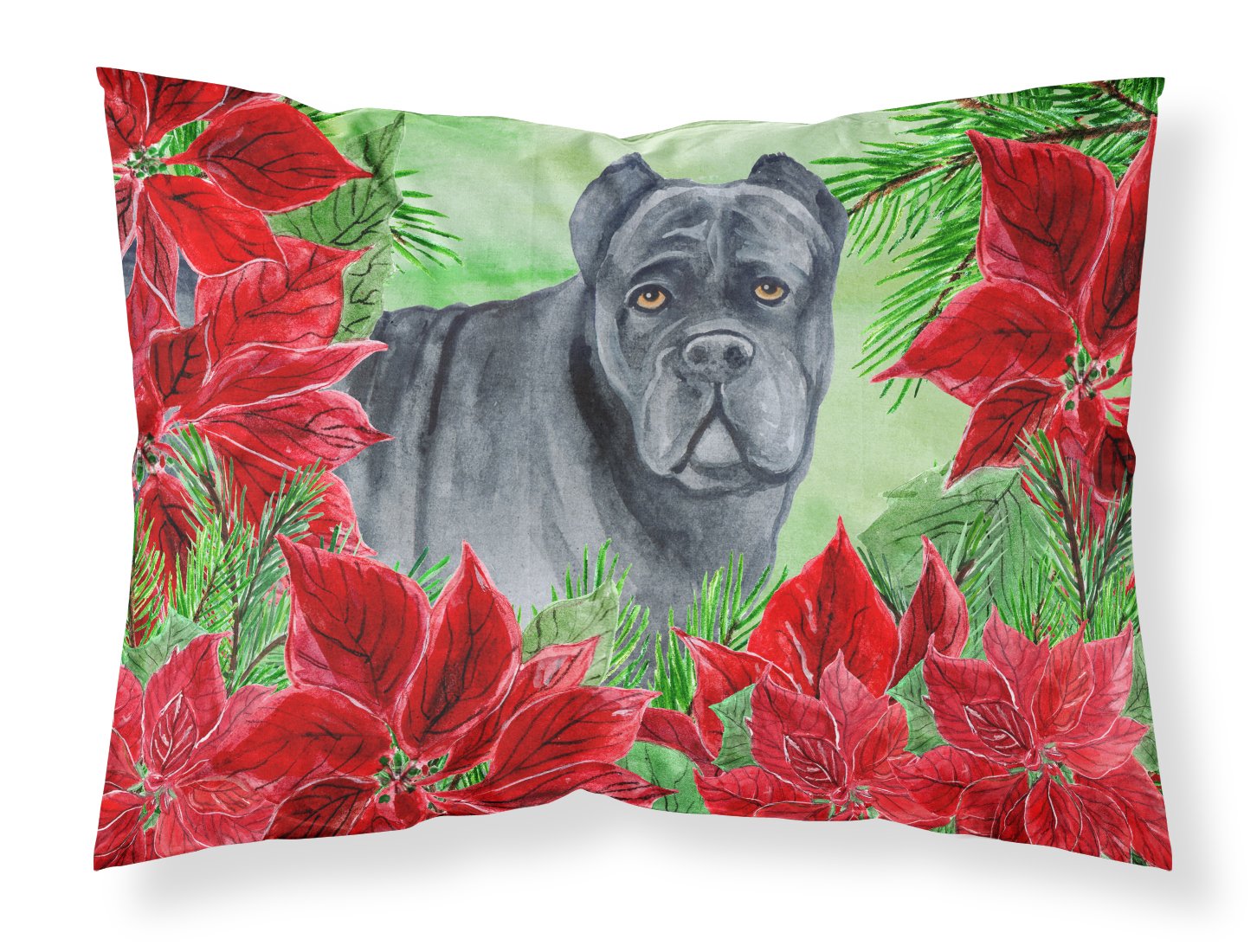 Cane Corso Poinsettas Fabric Standard Pillowcase CK1342PILLOWCASE