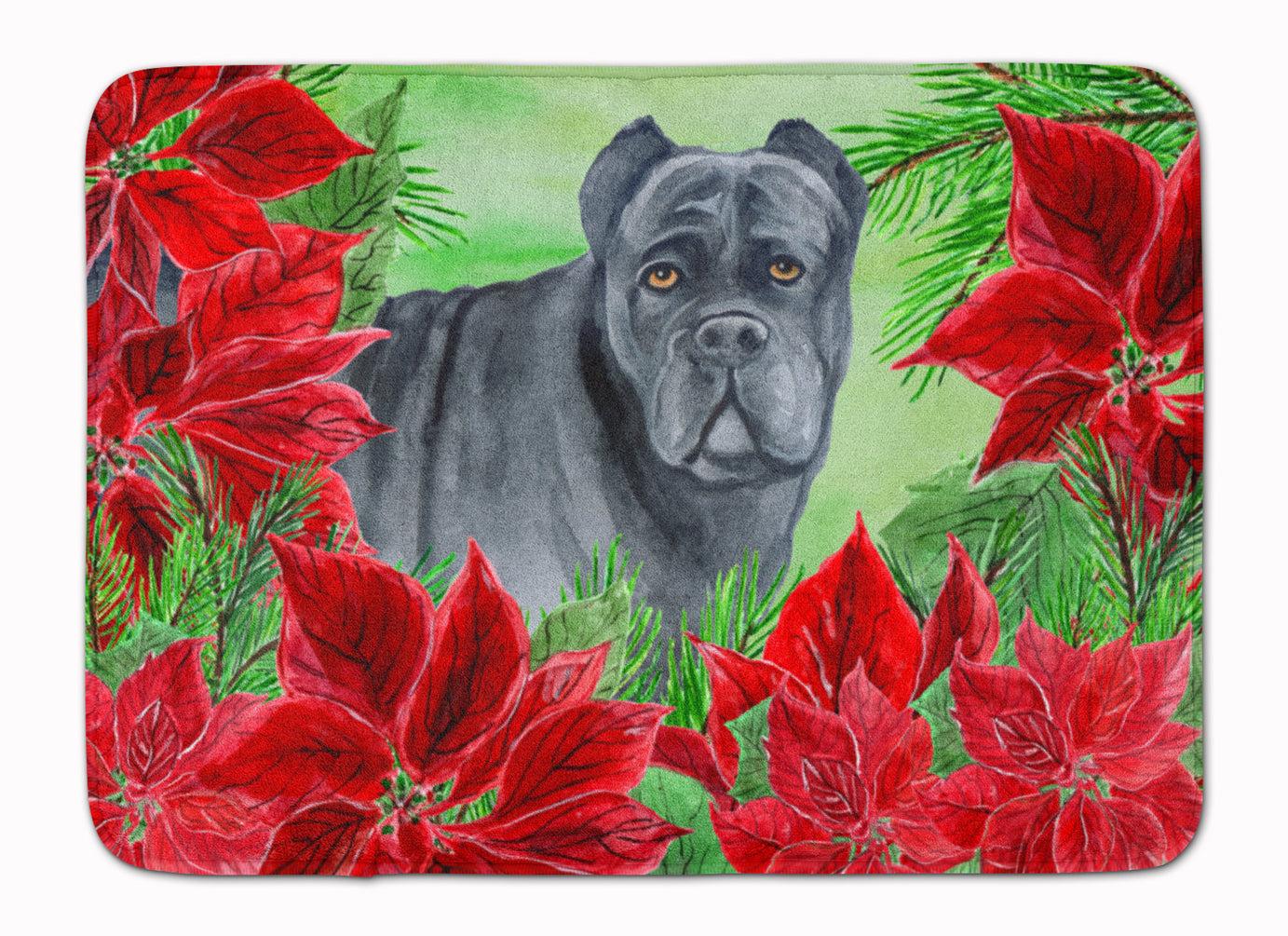 Cane Corso Poinsettas Machine Washable Memory Foam Mat CK1342RUG