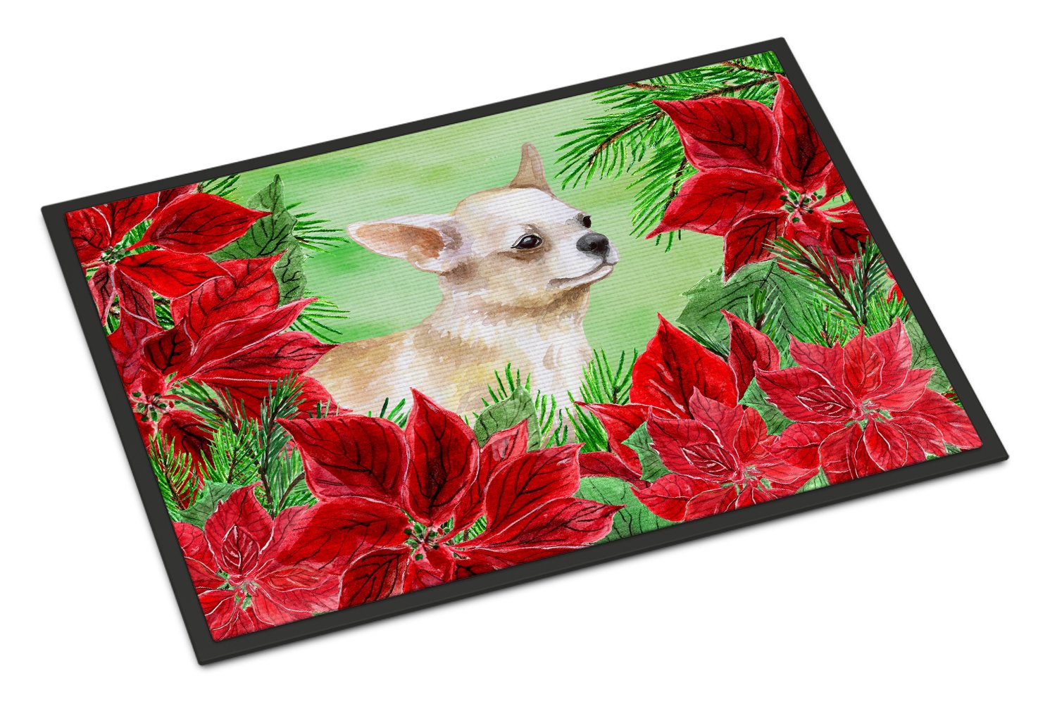 Chihuahua Leg up Poinsettas Indoor or Outdoor Mat 24x36 CK1345JMAT