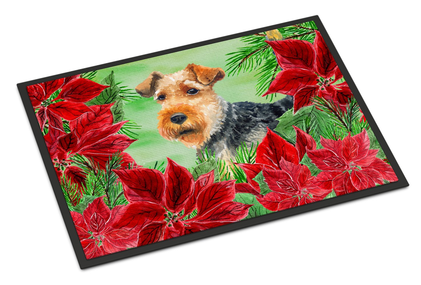 Welsh Terrier Poinsettas Indoor or Outdoor Mat 24x36 CK1348JMAT