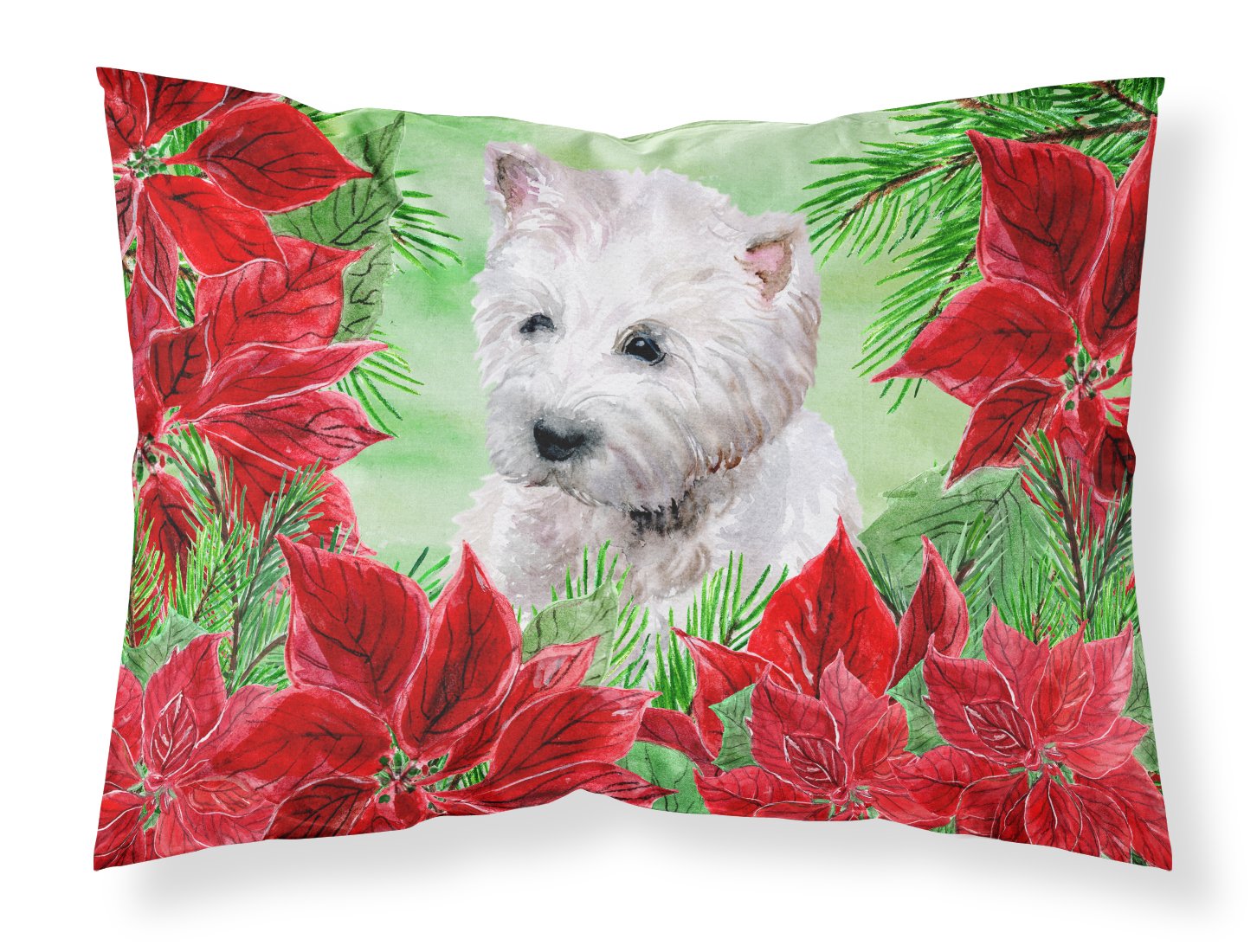 Westie Poinsettas Fabric Standard Pillowcase CK1349PILLOWCASE