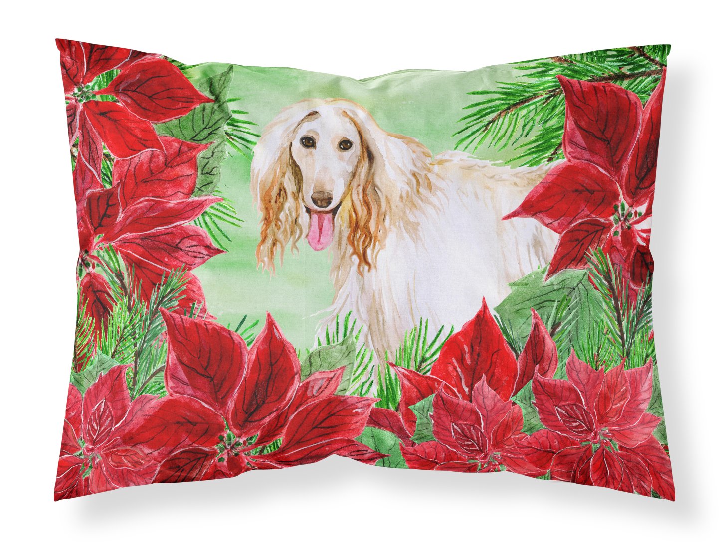 Afghan Hound Poinsettas Fabric Standard Pillowcase CK1350PILLOWCASE