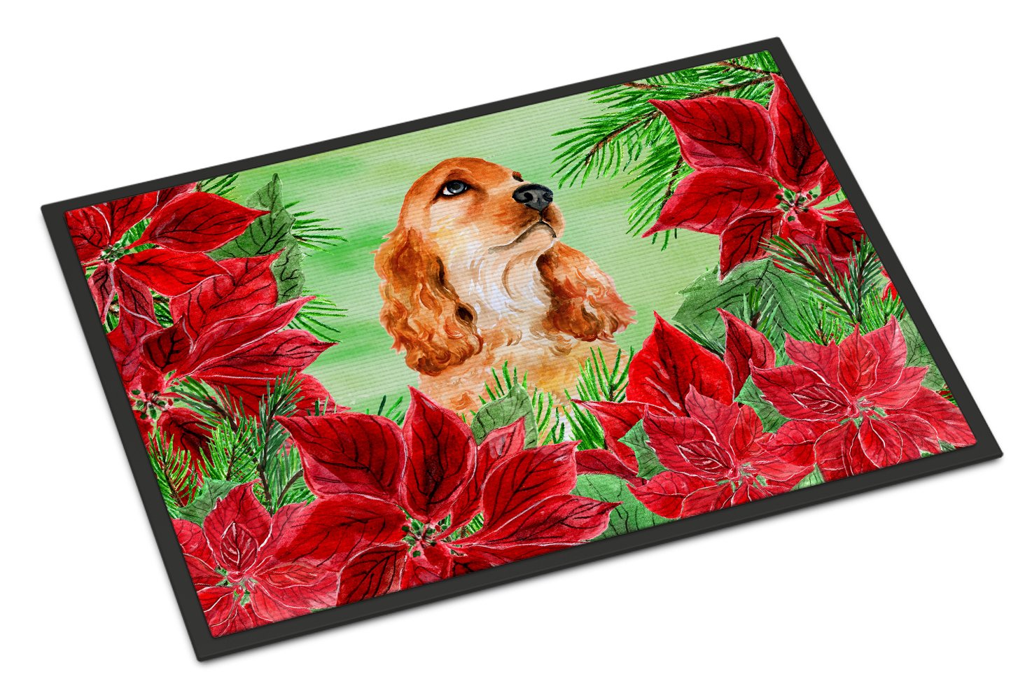 Cocker Spaniel Poinsettas Indoor or Outdoor Mat 24x36 CK1354JMAT