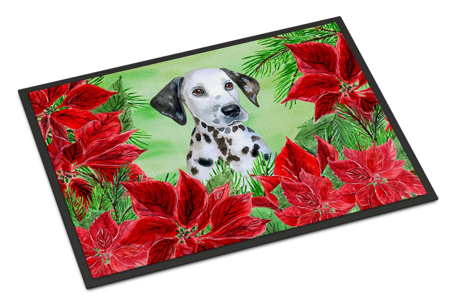 Dalmatian Puppy Poinsettas Indoor or Outdoor Mat 24x36 CK1356JMAT