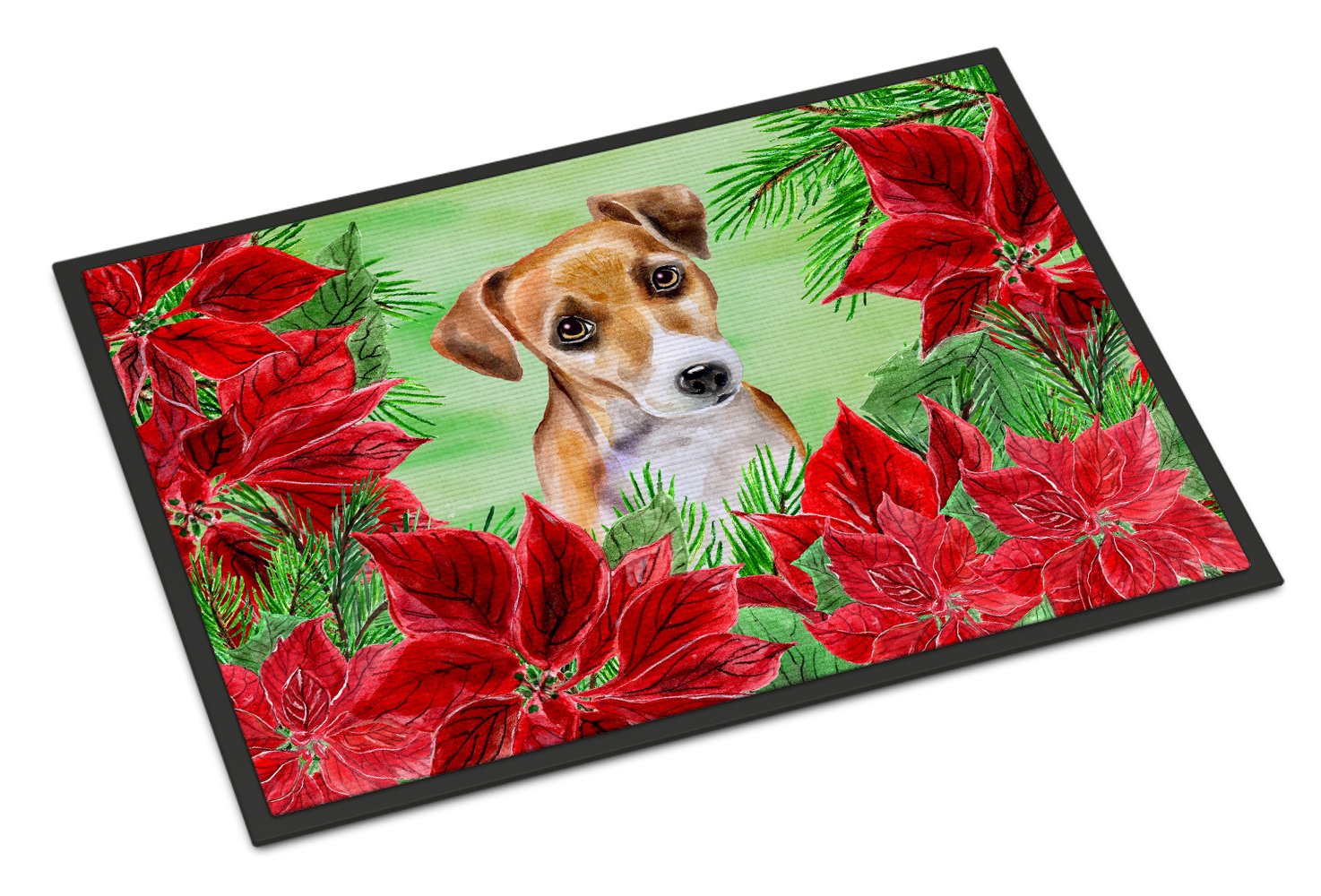 Jack Russell Terrier #2 Poinsettas Indoor or Outdoor Mat 24x36 CK1360JMAT