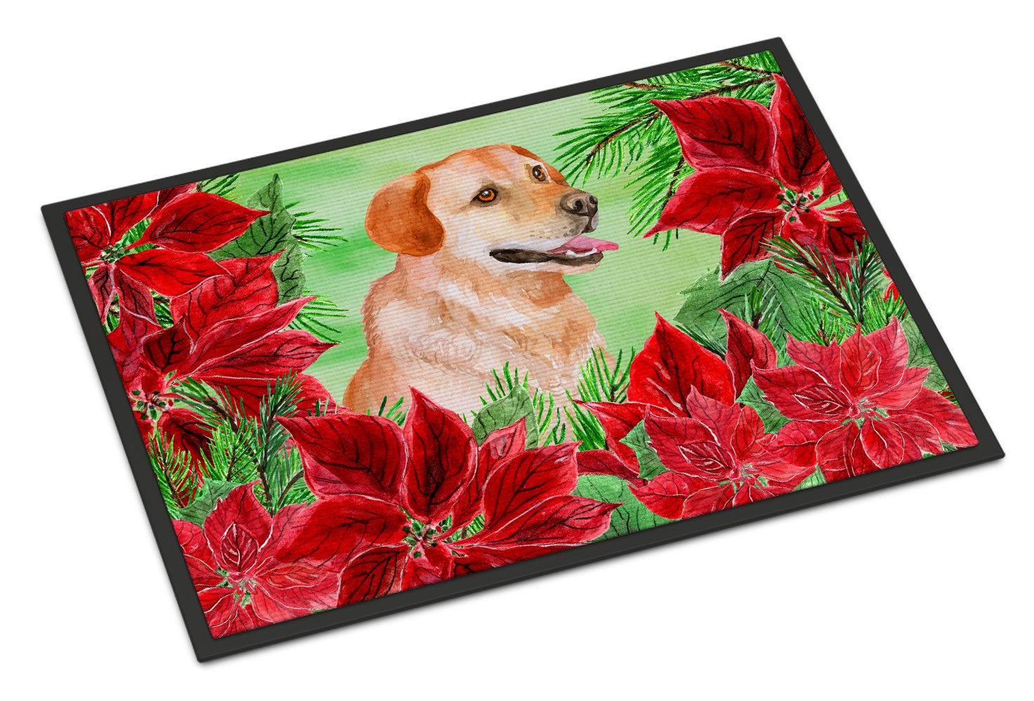 Labrador Retriever Poinsettas Indoor or Outdoor Mat 24x36 CK1361JMAT