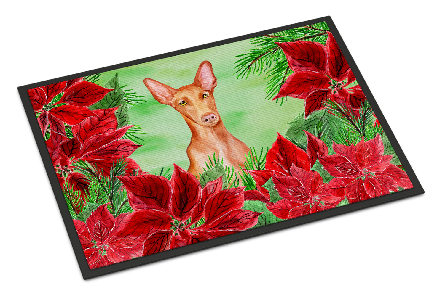 Pharaoh Hound Poinsettas Indoor or Outdoor Mat 18x27 CK1362MAT