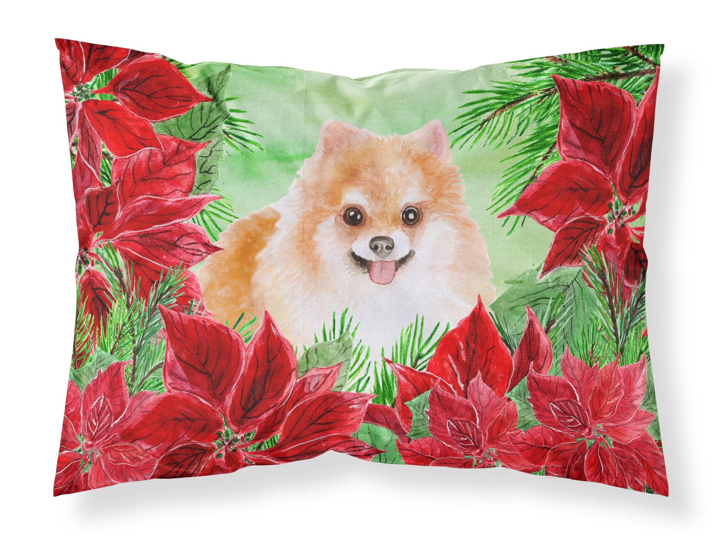 Pomeranian #2 Poinsettas Fabric Standard Pillowcase CK1363PILLOWCASE