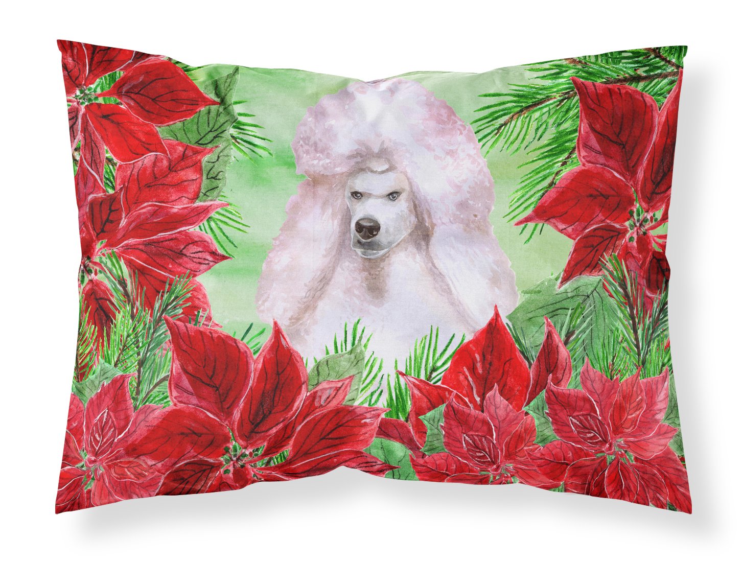 White Standard Poodle Poinsettas Fabric Standard Pillowcase CK1364PILLOWCASE