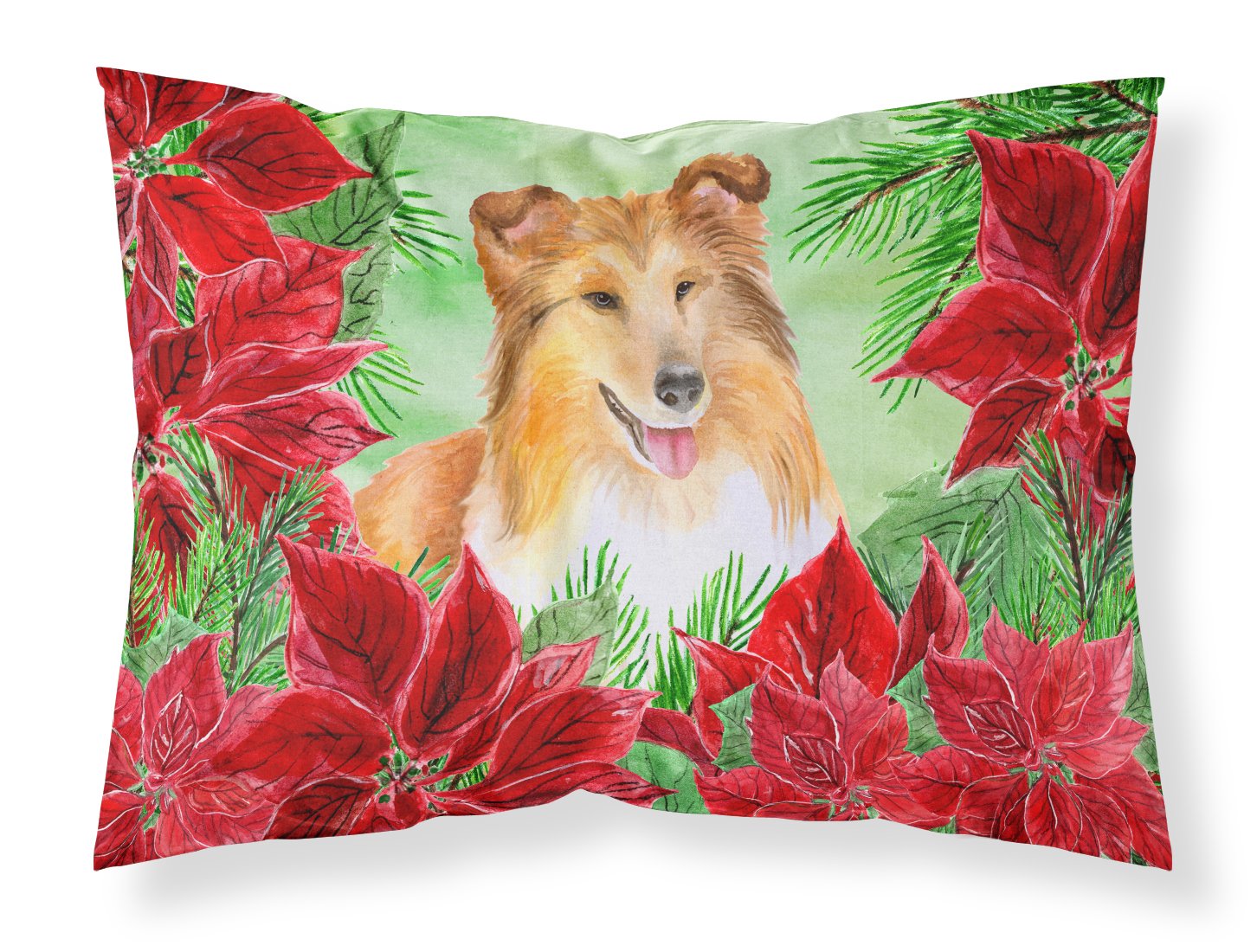 Sheltie Poinsettas Fabric Standard Pillowcase CK1367PILLOWCASE