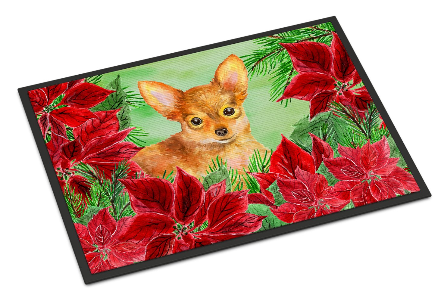 Toy Terrier Poinsettas Indoor or Outdoor Mat 24x36 CK1369JMAT