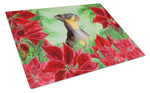 Miniature Pinscher #2 Poinsettas Glass Cutting Board Large CK1371LCB by Caroline's Treasures