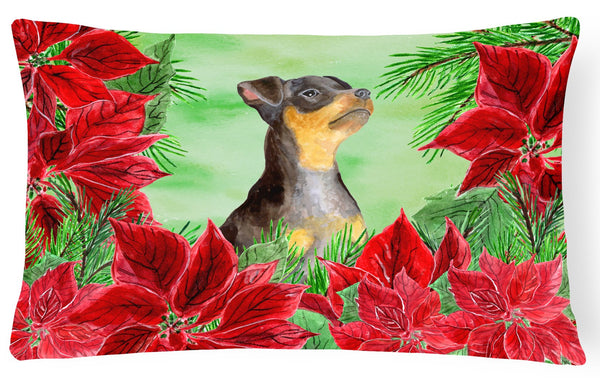 Miniature Pinscher #2 Poinsettas Canvas Fabric Decorative Pillow CK1371PW1216 by Caroline's Treasures