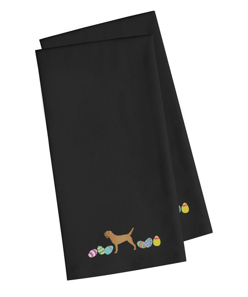 Border Terrier Easter Black Embroidered Kitchen Towel Set of 2 CK1613BKTWE by Caroline's Treasures