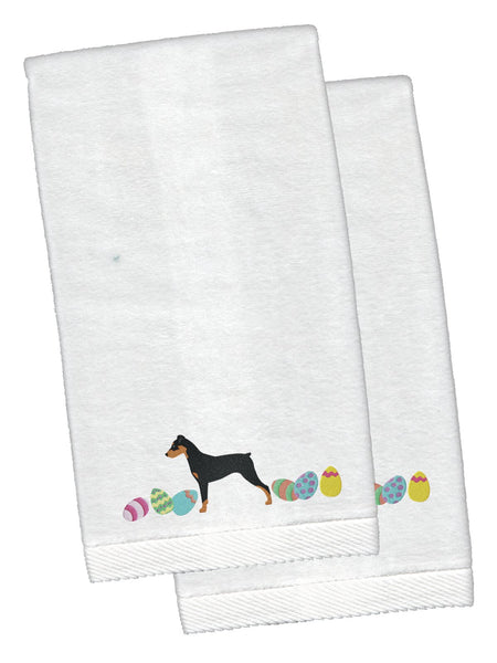 German Pinscher Easter White Embroidered Plush Hand Towel Set of 2 CK1643KTEMB by Caroline's Treasures