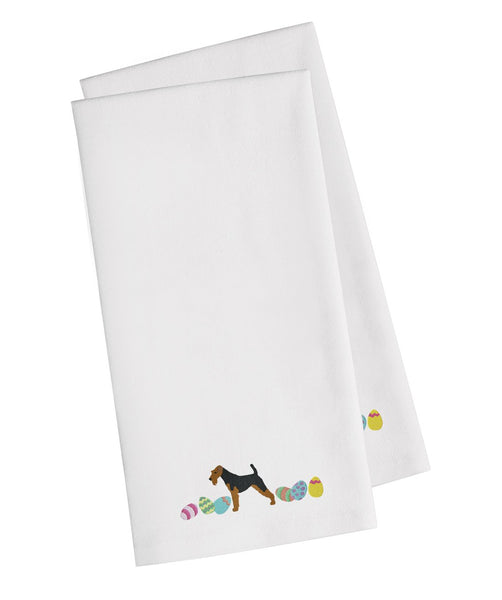 Welsh Terrier Easter White Embroidered Kitchen Towel Set of 2 CK1693WHTWE by Caroline's Treasures