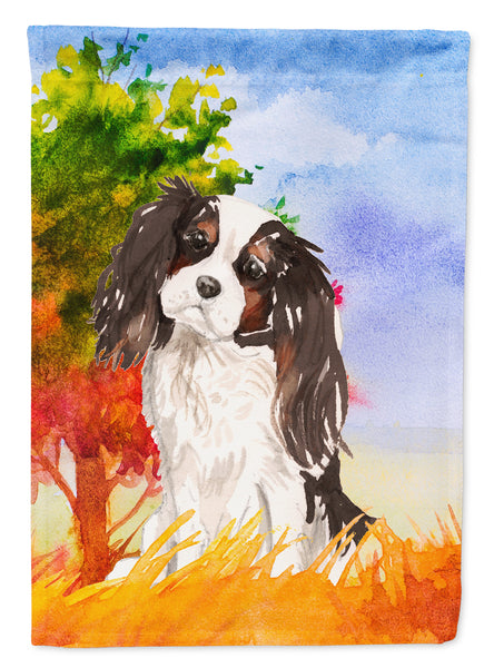 Fall Tricolor Cavalier Spaniel Flag Garden Size CK1931GF  the-store.com.