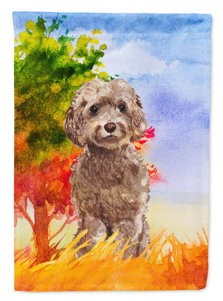 Fall Chocolate Labradoodle Flag Garden Size CK1953GF  the-store.com.