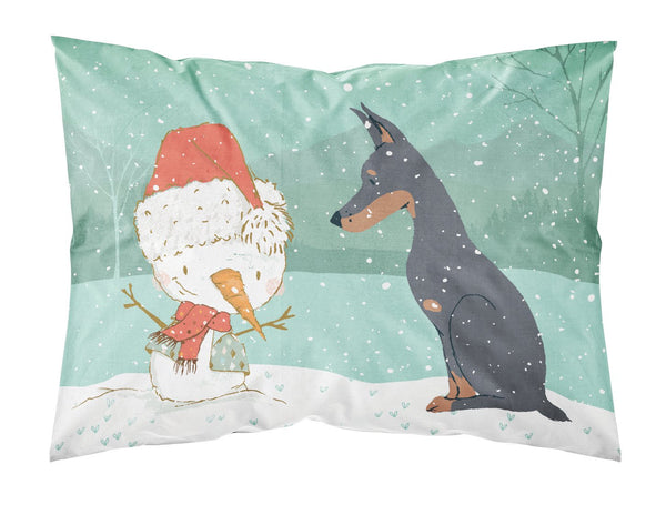 Doberman and Snowman Christmas Fabric Standard Pillowcase CK2038PILLOWCASE by Caroline's Treasures