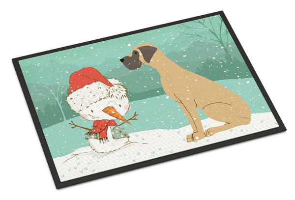 Fawn Natural Great Dane Snowman Christmas Indoor or Outdoor Mat 24x36 CK2040JMAT by Caroline's Treasures