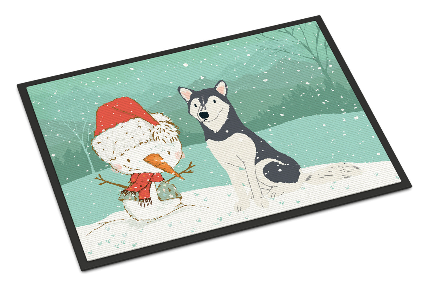 Siberian Husky Snowman Christmas Indoor or Outdoor Mat 18x27 CK2046MAT