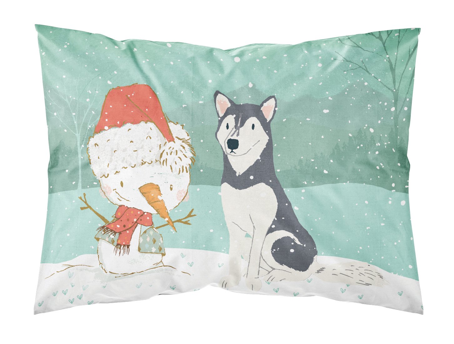 Siberian Husky Snowman Christmas Fabric Standard Pillowcase CK2046PILLOWCASE