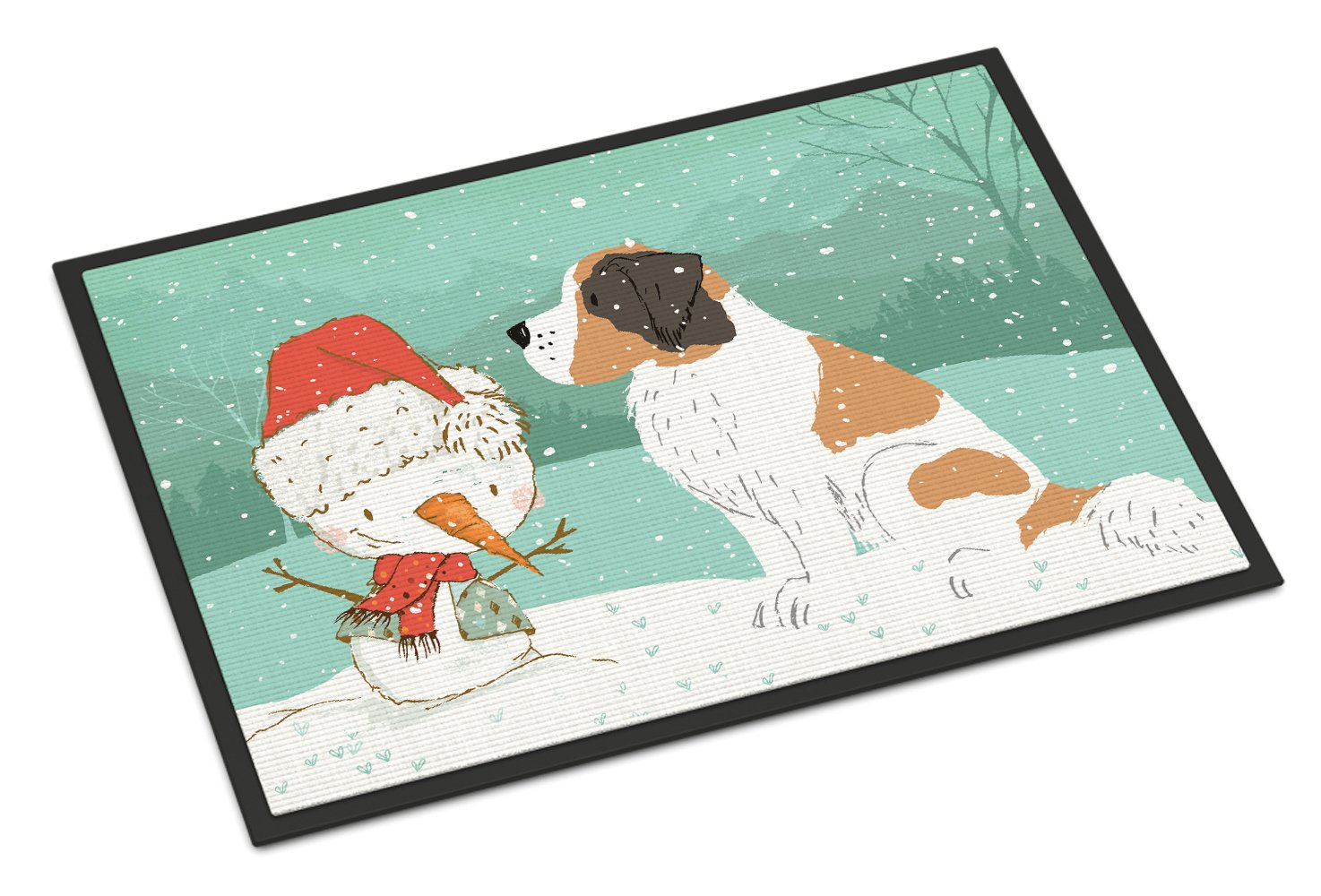 Saint Bernard Snowman Christmas Indoor or Outdoor Mat 24x36 CK2050JMAT