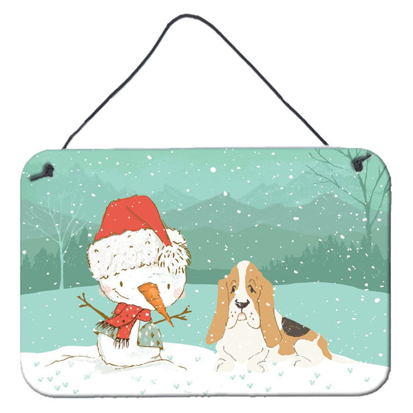 Basset Hound Snowman Christmas Wall or Door Hanging Prints CK2051DS812 by Caroline's Treasures