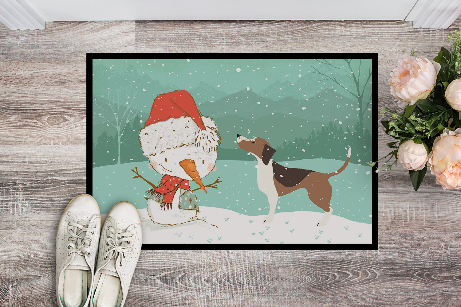 Beagle Snowman Christmas Indoor or Outdoor Mat 18x27 CK2052MAT