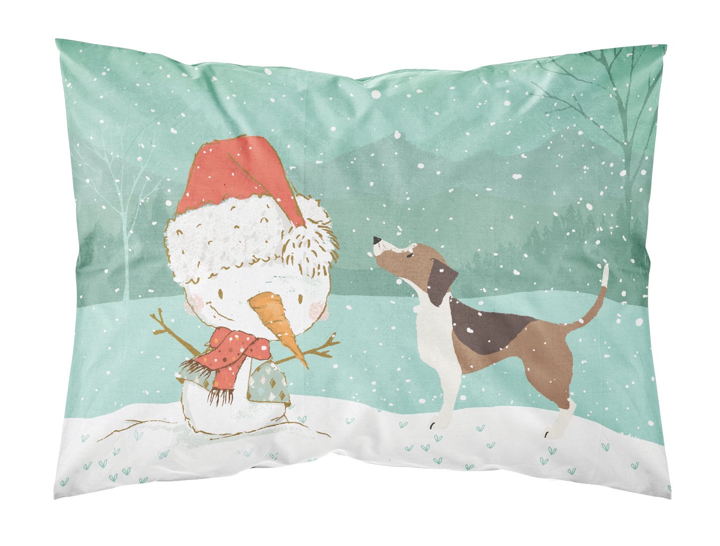 Beagle Snowman Christmas Fabric Standard Pillowcase CK2052PILLOWCASE