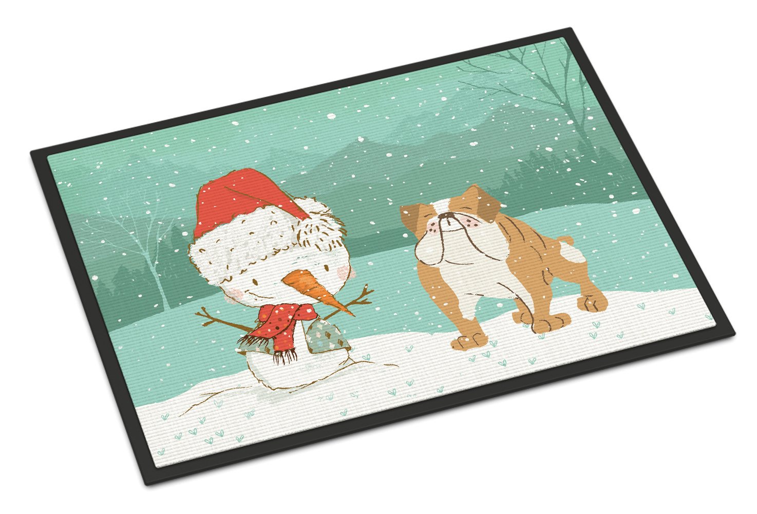 English Bulldog Snowman Christmas Indoor or Outdoor Mat 24x36 CK2053JMAT