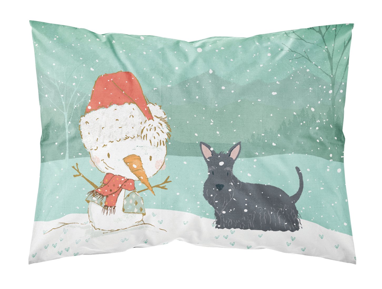 Scottish Terrier Snowman Christmas Fabric Standard Pillowcase CK2068PILLOWCASE