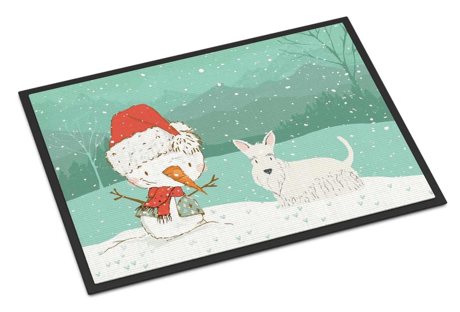 Wheaten Scottish Terrier Snowman Christmas Indoor or Outdoor Mat 24x36 CK2069JMAT