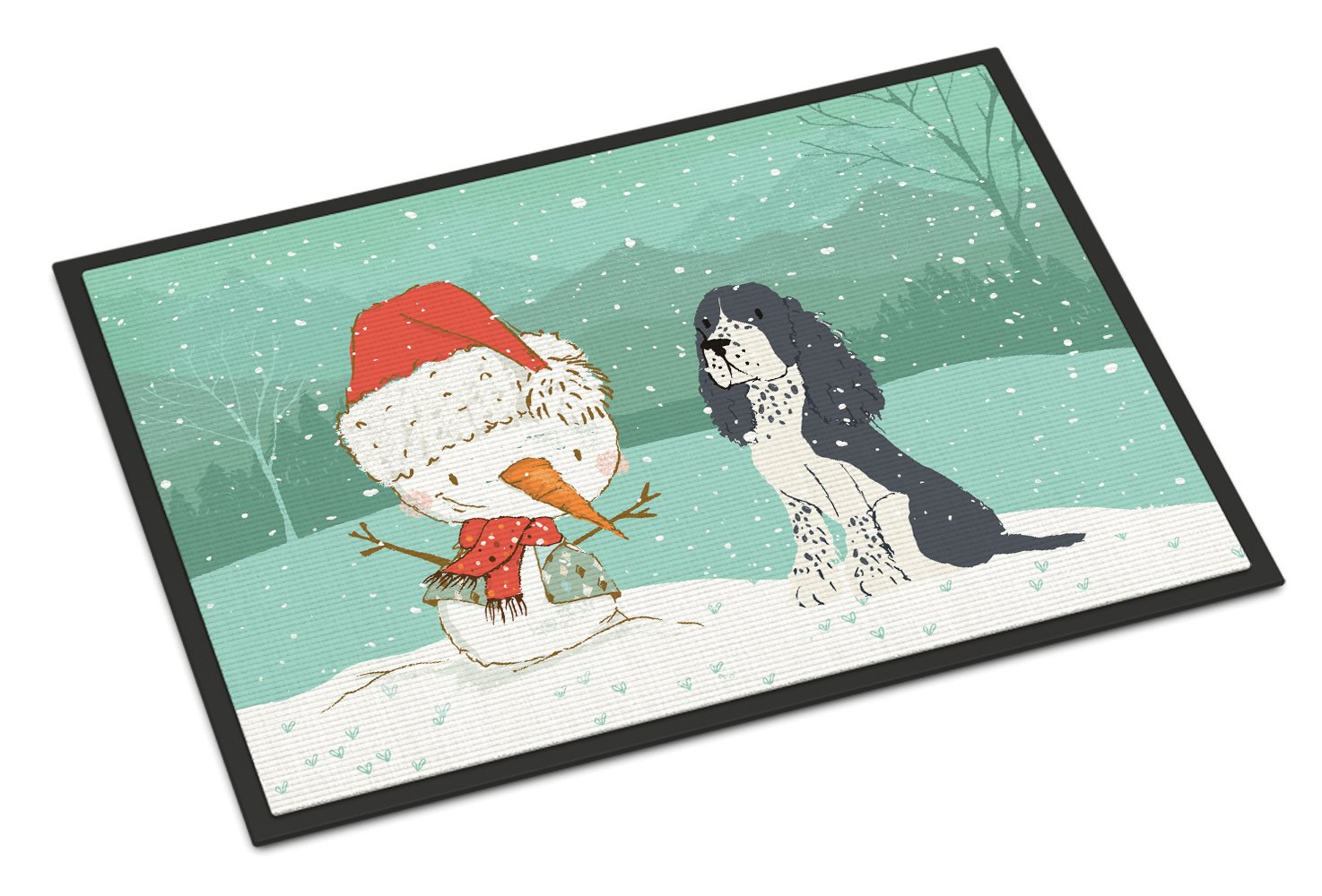 English Springer Spaniel Snowman Christmas Indoor or Outdoor Mat 24x36 CK2073JMAT