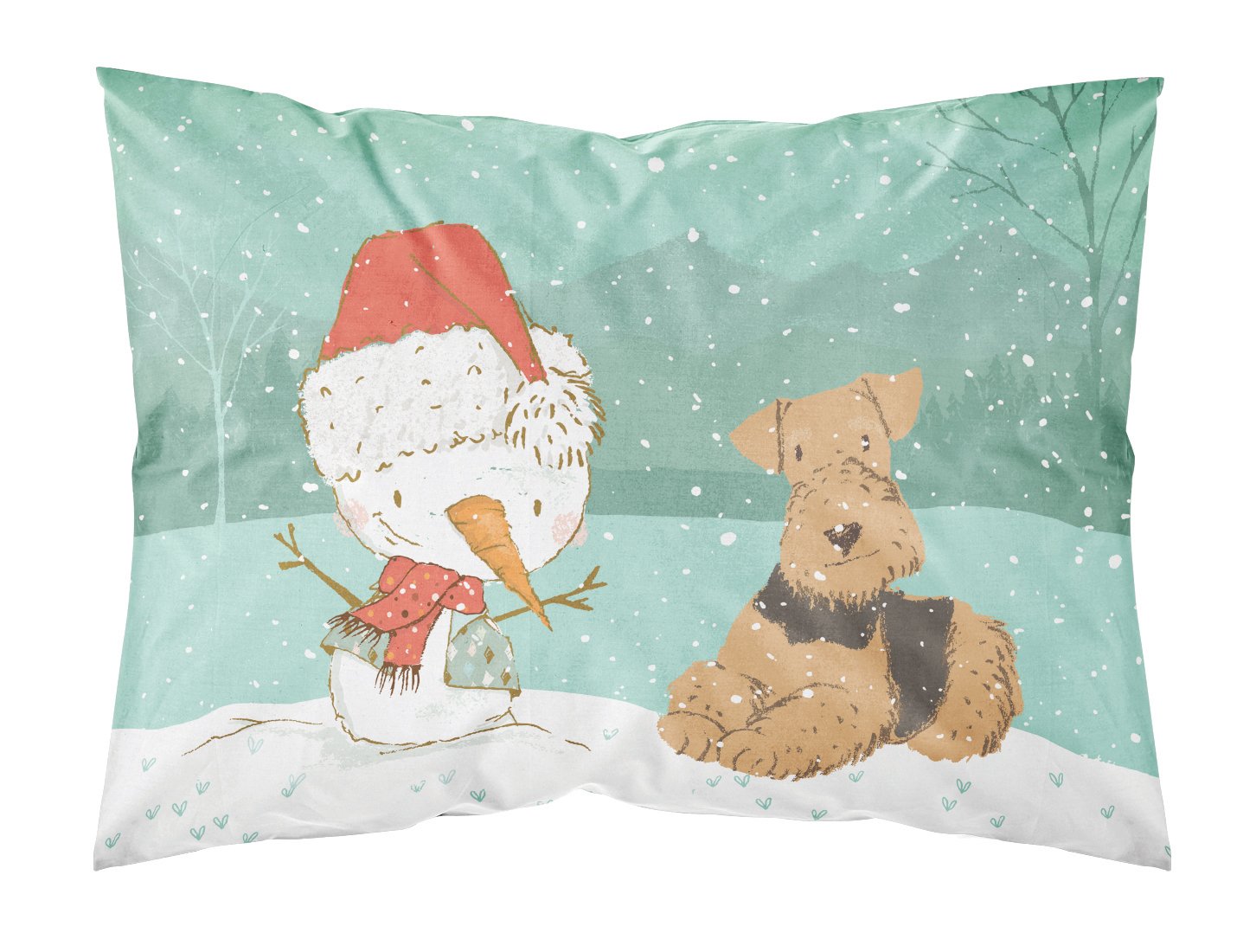 Airedale Terrier Snowman Christmas Fabric Standard Pillowcase CK2078PILLOWCASE