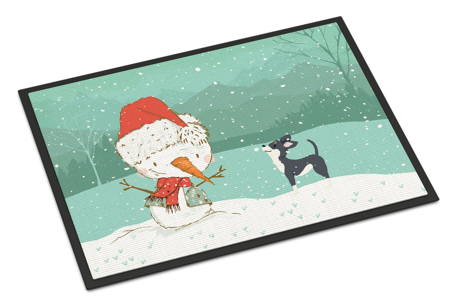 Black Chihuahua Snowman Christmas Indoor or Outdoor Mat 24x36 CK2080JMAT