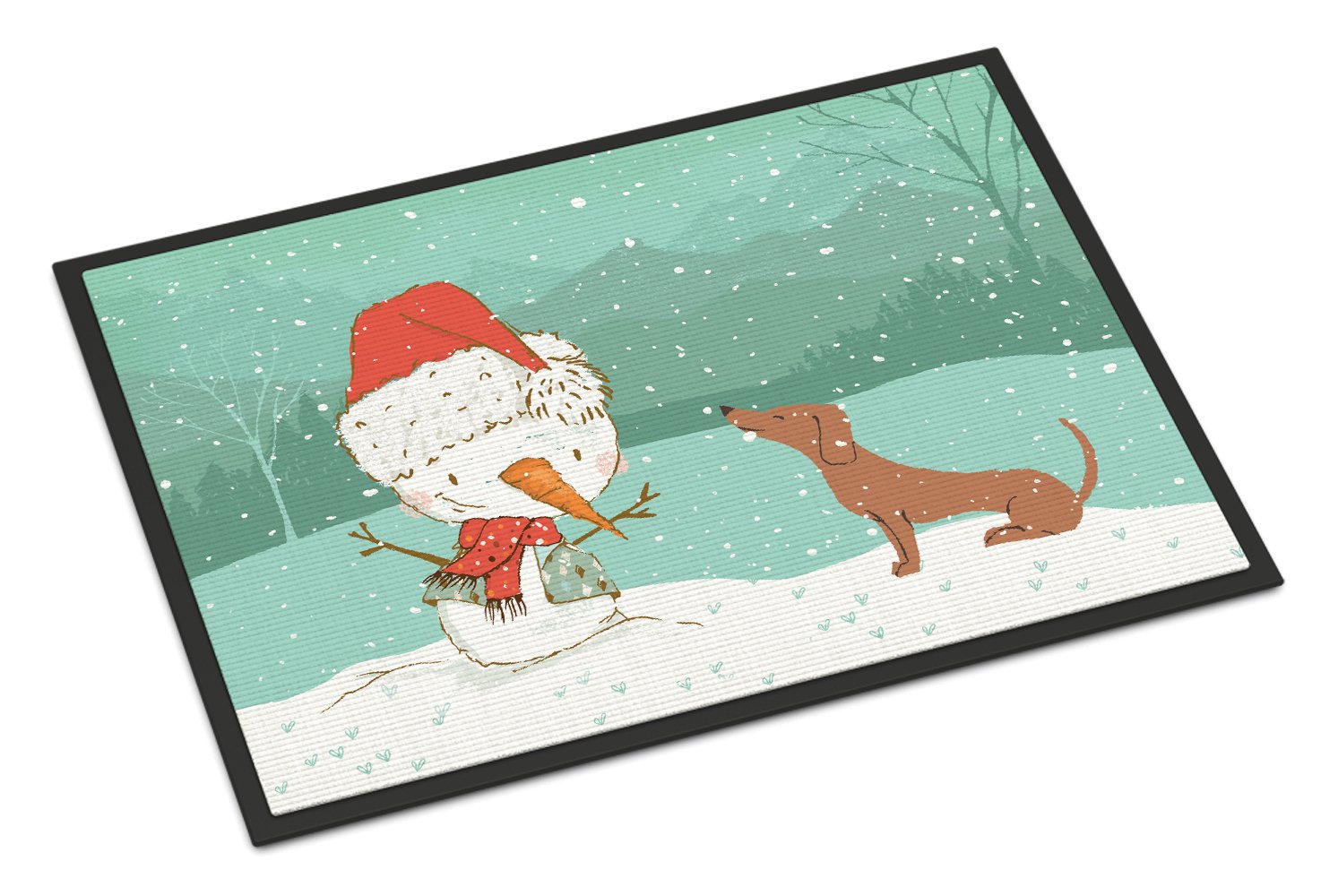 Red Dachshund Snowman Christmas Indoor or Outdoor Mat 24x36 CK2084JMAT